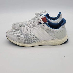 ADIDAS ULTRABOOST ST WHITE WITH BLUE AND RED ACCENTS. SIZE 12. ORIGINAL BOX